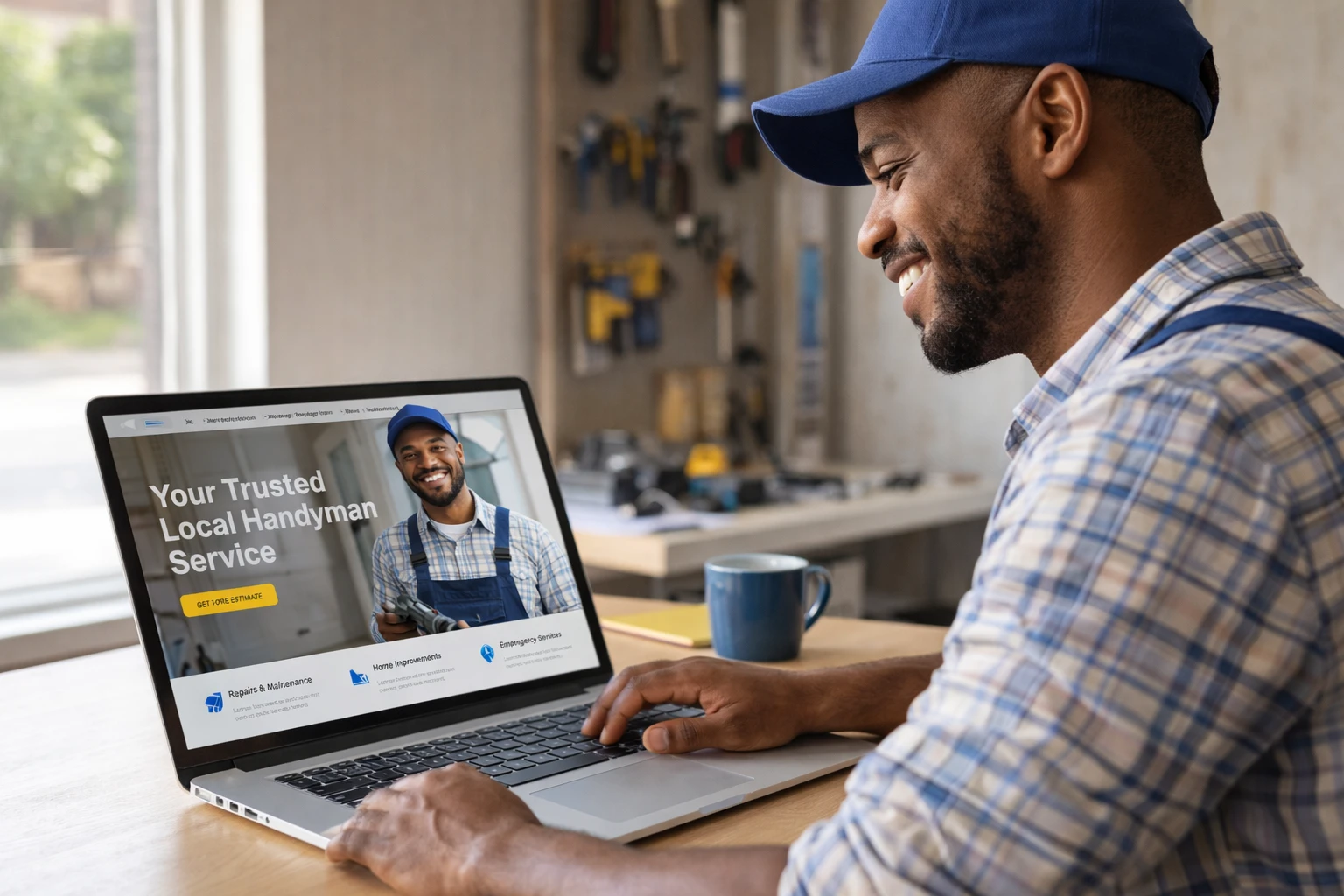 Example small business website in a browser window